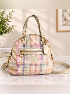 Vintage Coach Poppy Daisy Madras Pastel Plaid Satchel Crossbody Bag – F23541